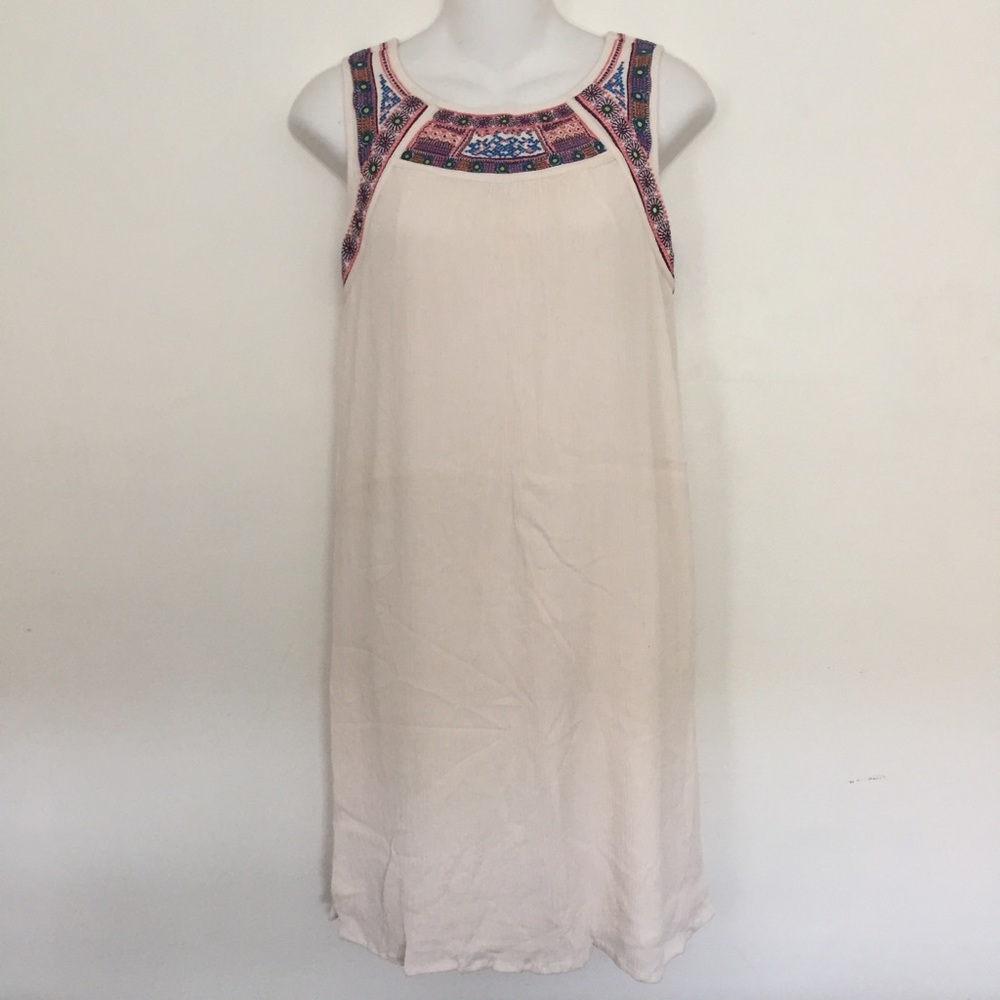 Xhilaration Embroidered Sleeveless Ivory Dress